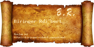 Biringer Róbert névjegykártya